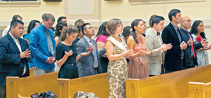 NEW INITIATIVES—Planned endowments will provide support for projects such as Generation Life, a program that promotes chastity. Cardinal Dolan celebrated Mass for Generation Life missionaries at St. Barnabas Church in the Bronx in September, at left.