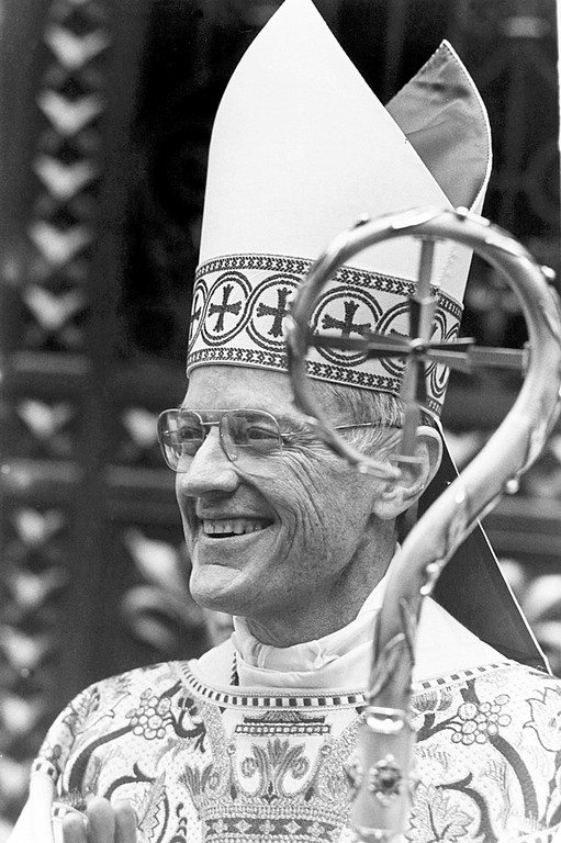 MISSION LEADER—Auxiliary Bishop William J. McCormack, who was retired as national director of the Society for the Propagation of the Faith, died Nov. 23. This file photo shows the bishop’s warm smile at a New York Mass shortly after his ordination a bishop by Pope John Paul II in 1987.