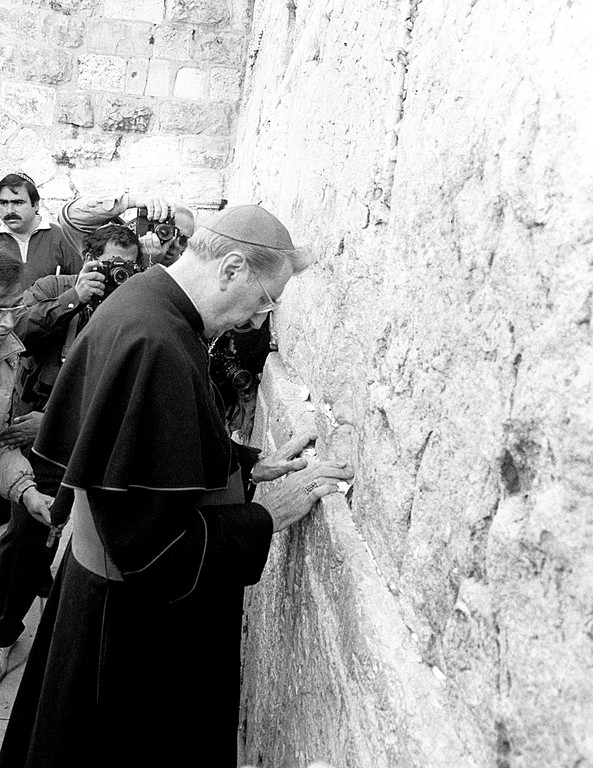 MAN OF FAITH—Cardinal O’Connor prays for peace in the Middle East at the Western Wall in Jerusalem during a goodwill journey in December 1986 and January 1987.