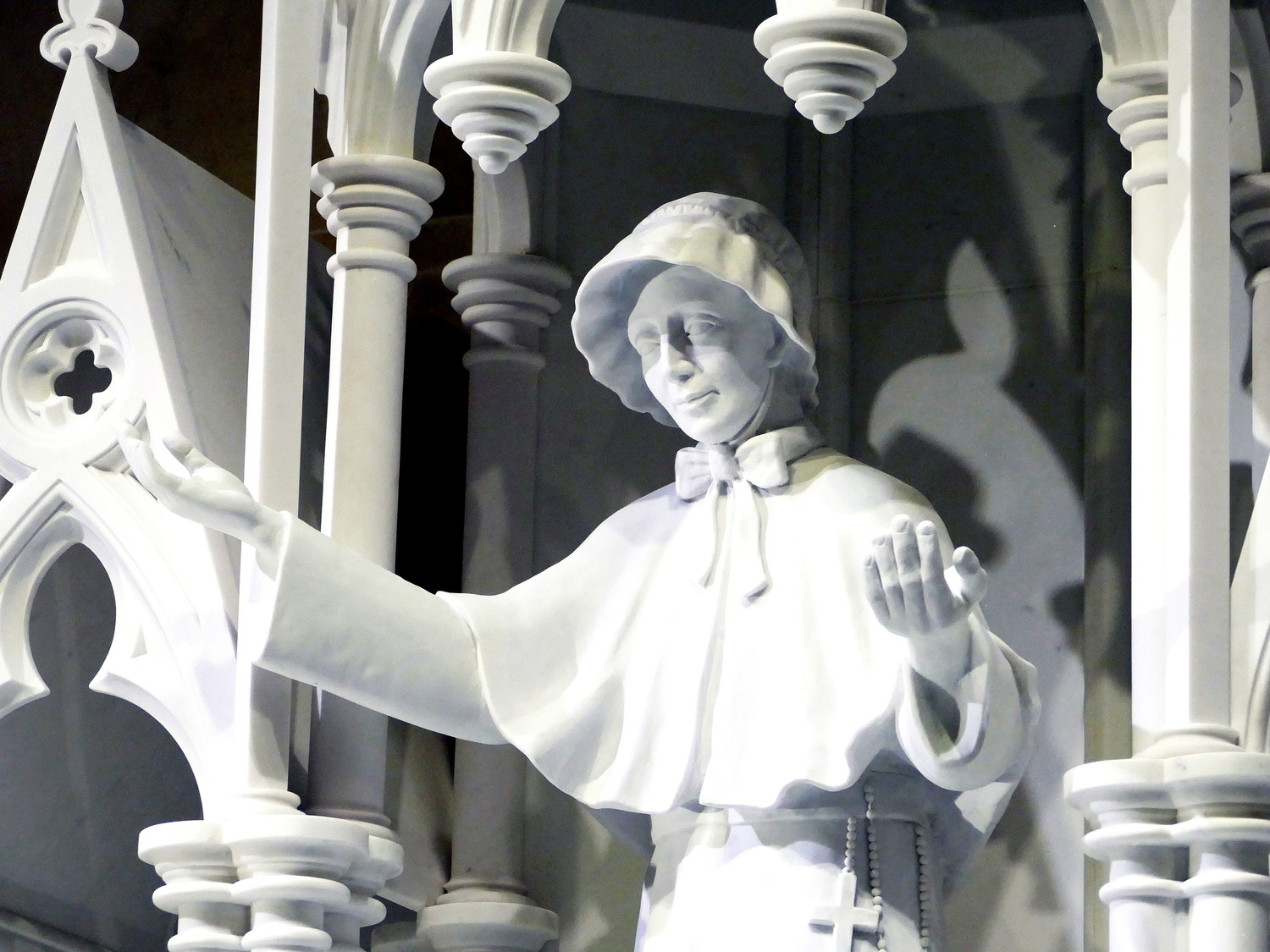 Mother Seton, a native New Yorker who founded the Sisters of Charity of New York 200 years ago and was later canonized as the first American-born saint, is depicted in the statue.