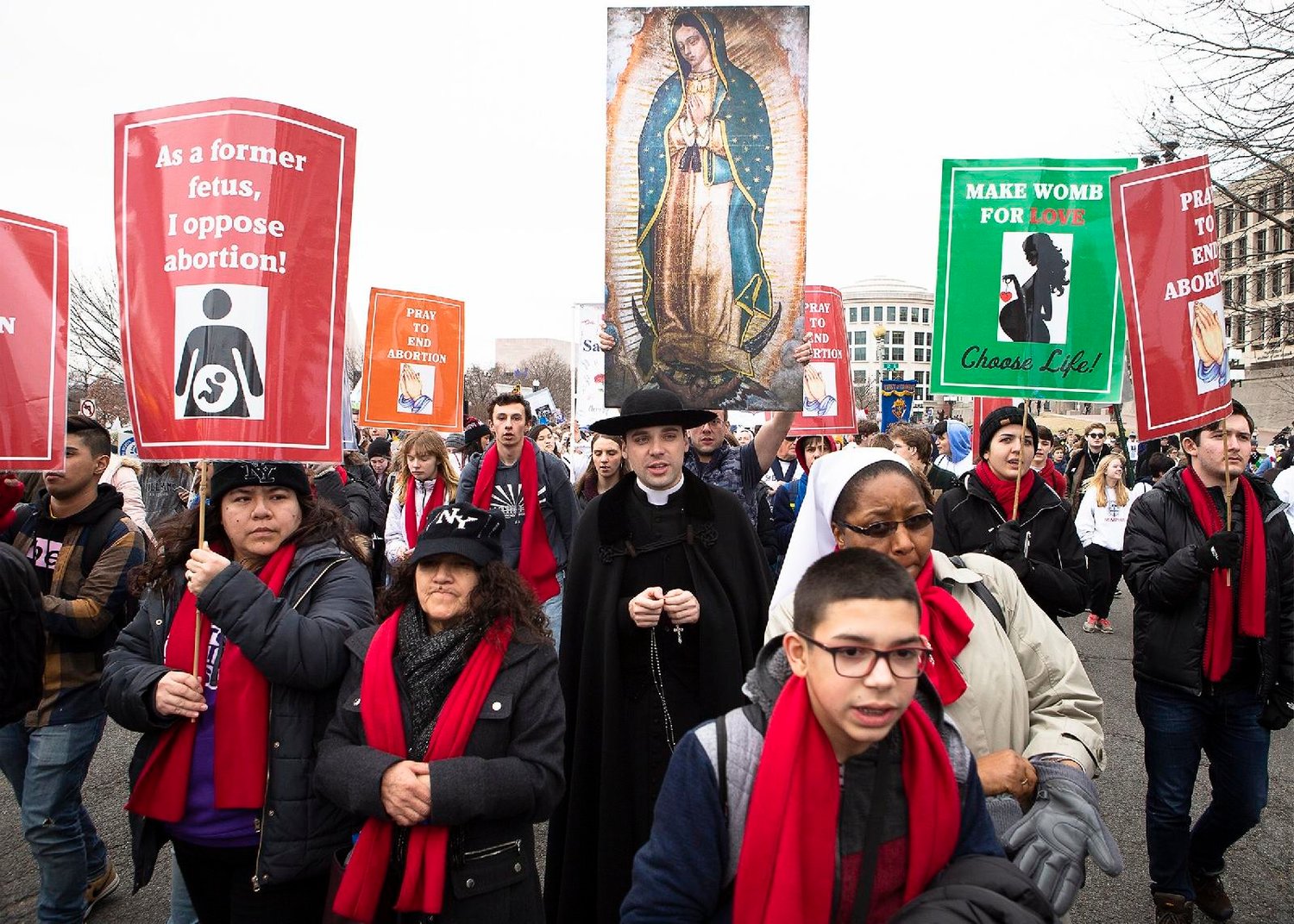 People walk up Constitution Avenue headed toward the U.S. Supreme Court while participating in the 47th annual March for Life in Washington Jan. 24, 2020. The 2021 March for Life in Washington will be held virtually because of the coronavirus pandemic and ongoing political unrest in the nation's capital.