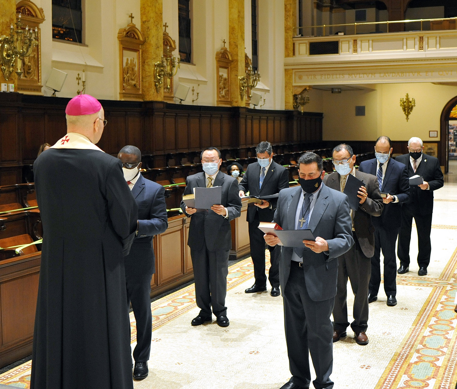 Auxiliary Bishop James Massa of Brooklyn, rector of St. Joseph’s Seminary in Dunwoodie, calls the deacon candidates to the Order of the Permanent Diaconate May 10.