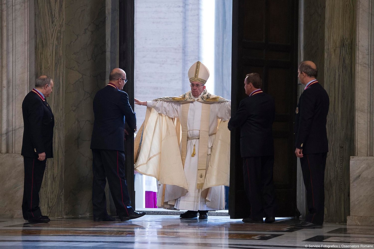 In this 2015 file photo, Pope Francis opens the Holy Door of St. Peter’s Basilica to inaugurate the Jubilee Year of Mercy at the Vatican. Preparations for the Holy Year 2025 have already begun.