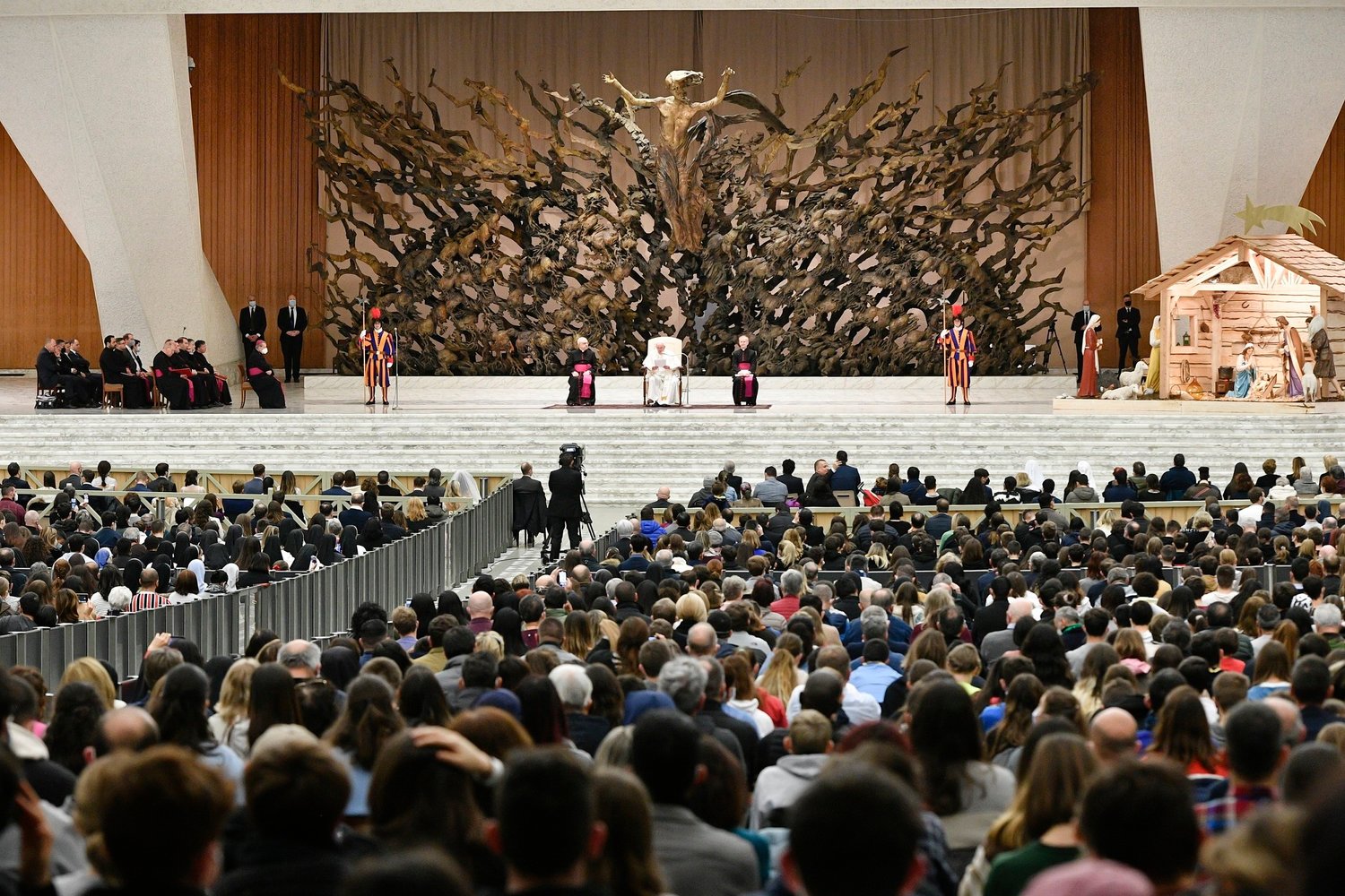 Pope Francis leads his weekly general audience in the Vatican’s Paul VI hall Dec. 29.