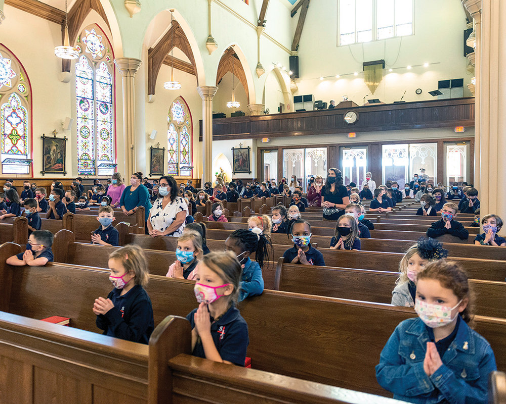 Cardinal Dolan offered Mass last September for students of St. John’s School in Goshen.