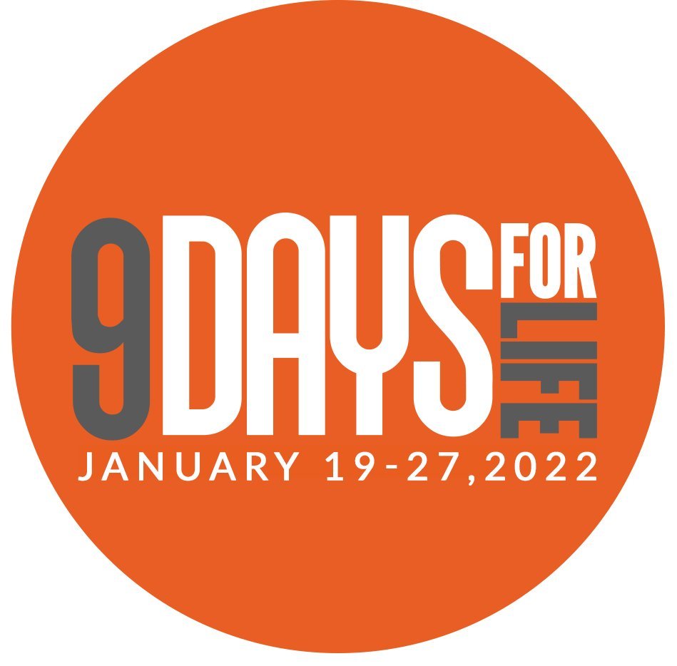 This is the logo for “9 Days for Life,” an annual pro-life novena that begins Jan. 19 this year.