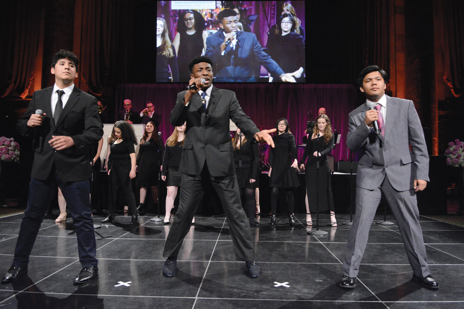 Students from Cardinal Spellman High School in the Bronx and Notre Dame School in Manhattan perform May 10 during the 45th annual Inner-City Scholarship Fund Friends Gala at Cipriani 42nd Street in Manhattan.