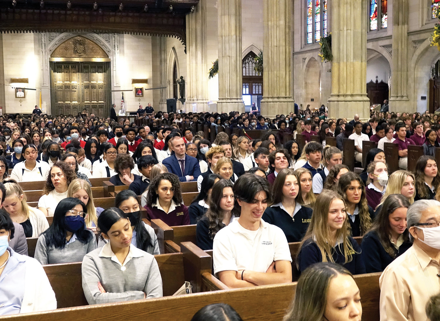 The pews were packed with graduating seniors from across the archdiocese during the  Eucharistic Liturgy for the Class of 2022 Cardinal Dolan celebrated at St. Patrick’s Cathedral May 18.