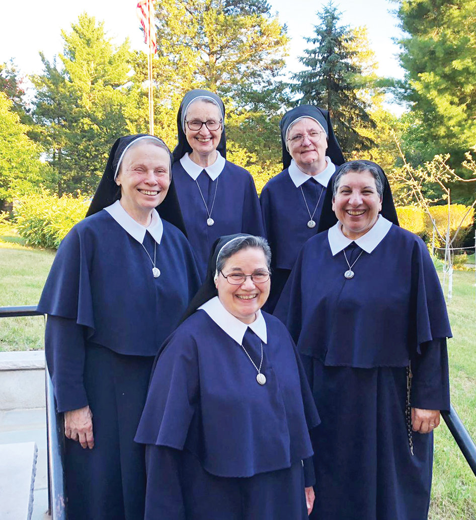 The recently elected general administration of the Parish Visitors of Mary Immaculate are clockwise, from top left: Sister Carole Marie Troskowski, P.V.M.I., Sister Ann Marie Archer, P.V.M.I., Mother Maria Catherine Iannotti, P.V.M.I., Sister Mary Josita Worlock, P.V.M.I. and Sister Dolores Marie Poll, P.V.M.I.