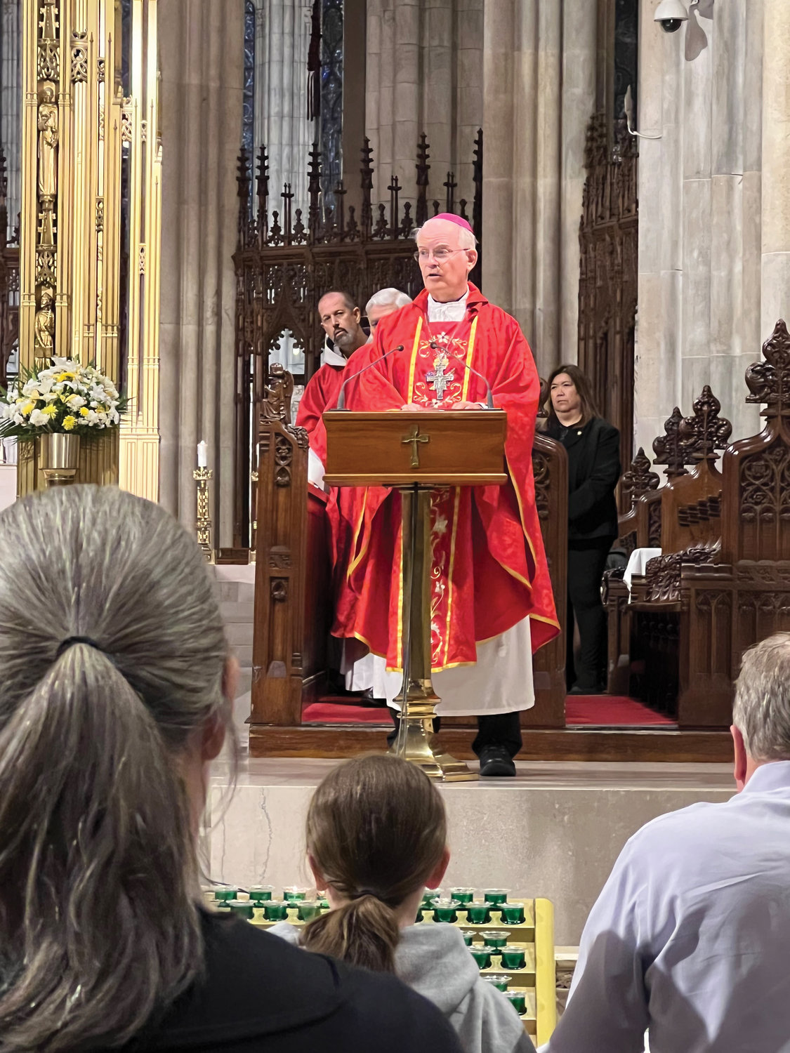 LIFE LEADERSHIP—Auxiliary Bishop Peter Byrne preaches during the Sept. 26 Mass at St. Patrick’s Cathedral kicking off the fall 40 Days for Life campaign in the archdiocese.