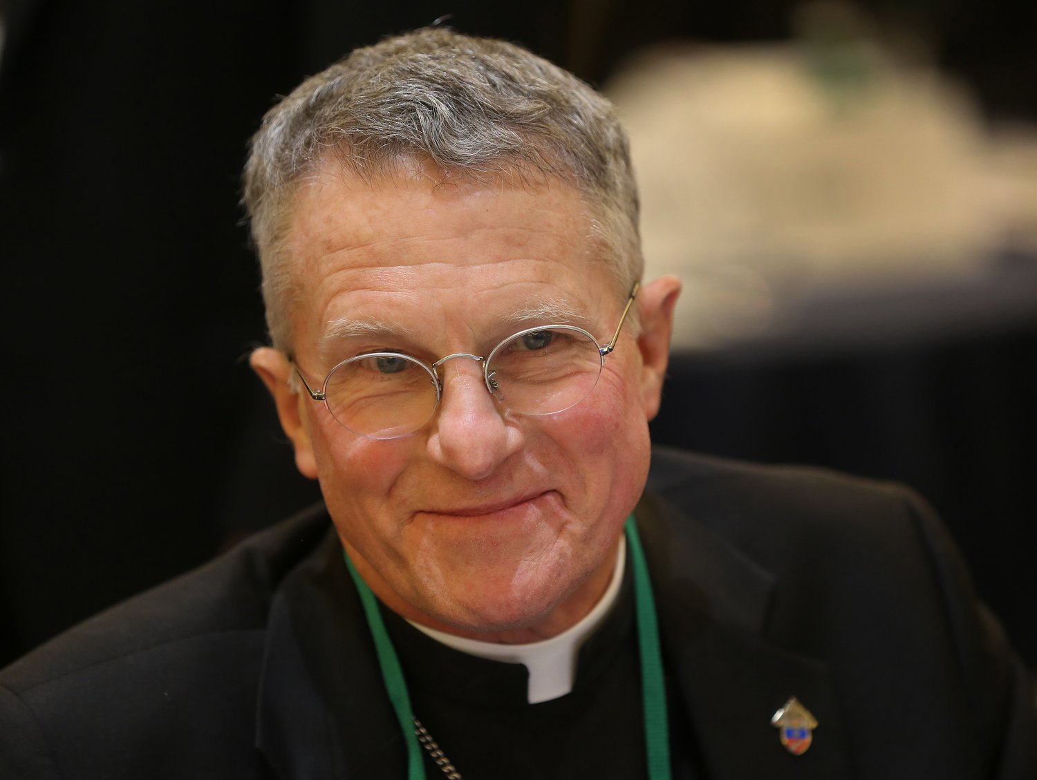 Archbishop Timothy P. Broglio of the U.S. Archdiocese for the Military Services smiles Nov. 15 after being elected president of the U.S. Conference of Catholic Bishops during a session of the fall general assembly of the bishops in Baltimore.